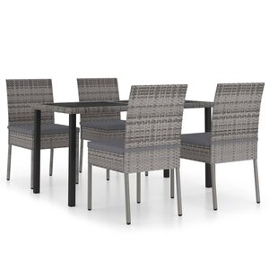 vidaXL Ensemble à manger de jardin 5 Pièces Résine tressée Gris