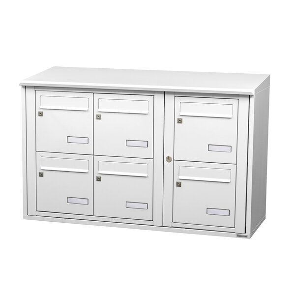 Bloc collectif Leabox 3x2 grade 3 simple face extérieur fixation murale blanc neige ral 9016 finition brillante