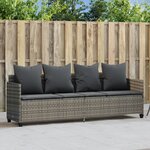 vidaXL Chaise longue avec coussins gris résine tressée