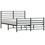 vidaXL Cadre de lit métal avec tête de lit/pied de lit noir 135x190 cm