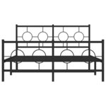 vidaXL Cadre de lit métal avec tête de lit/pied de lit noir 140x190 cm