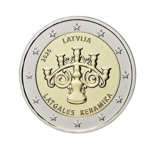 Monnaie 2 euros commémorative lettonie 2020 - céramique de latgale