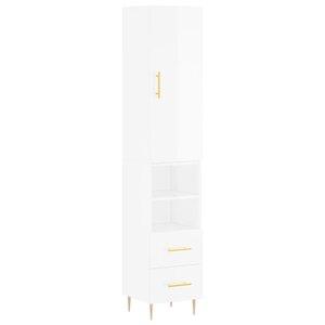 vidaXL Buffet haut Blanc brillant 34 5x34x180 cm Bois d'ingénierie