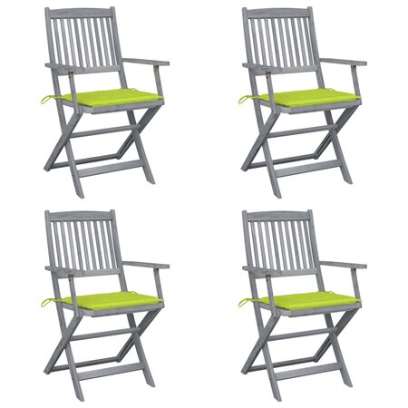 vidaXL Chaises pliables d'extérieur 4 Pièces avec coussins Bois d'acacia