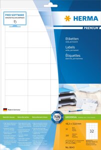 Etiquettes premium sur 10 feuilles a4 210 x 148 mm, blanc herma