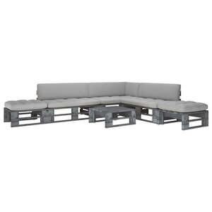 vidaXL Salon de jardin palette 6Pièces avec coussins pin imprégné de gris