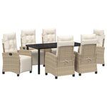 vidaXL Ensemble de jardin 7 pièces Beige Poly Rattan