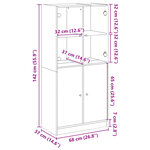 vidaXL Buffet haut avec portes gris sonoma 68x37x142cm bois ingénierie