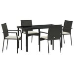 vidaXL Ensemble de Salle à Manger de Jardin 5 Pièces avec Coussins Noir Poly Rotin
