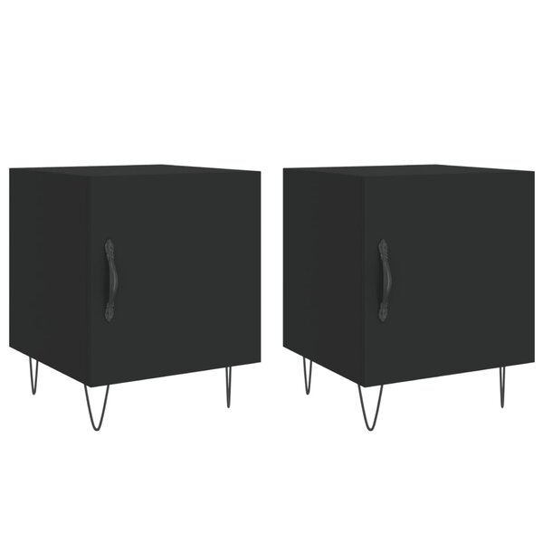 vidaXL Tables de chevet 2 Pièces noir 40x40x50 cm bois d’ingénierie