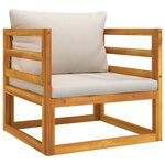vidaXL Salon de jardin 5 Pièces avec coussins gris clair bois massif
