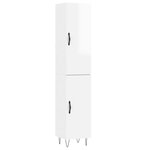 vidaXL Buffet haut Blanc brillant 34 5x34x180 cm Bois d'ingénierie
