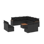 vidaXL Salon de jardin 12 Pièces avec coussins noir résine tressée
