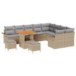 Canapé de jardin vidaXL 12 pièces avec coussins beige poly rotin acacia