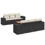 vidaXL Salon de jardin 7 Pièces avec coussins noir résine tressée