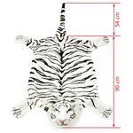 vidaXL Tapis en peluche en forme de tigre 144 cm Blanc