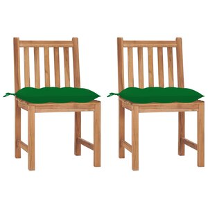 vidaXL Chaises de jardin lot de 2 avec coussins Bois de teck massif