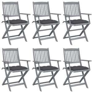 vidaXL Chaises pliables d'extérieur 6 Pièces avec coussins Bois d'acacia