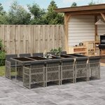 vidaXL Ensemble à manger de jardin 11Pièces avec coussins gris poly rotin