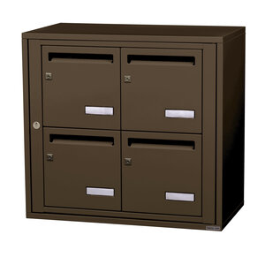 Bloc collectif leabox.com 2x2 grade 3 simple face intérieur mural Brun Sepia RAL 8014 finition brillante