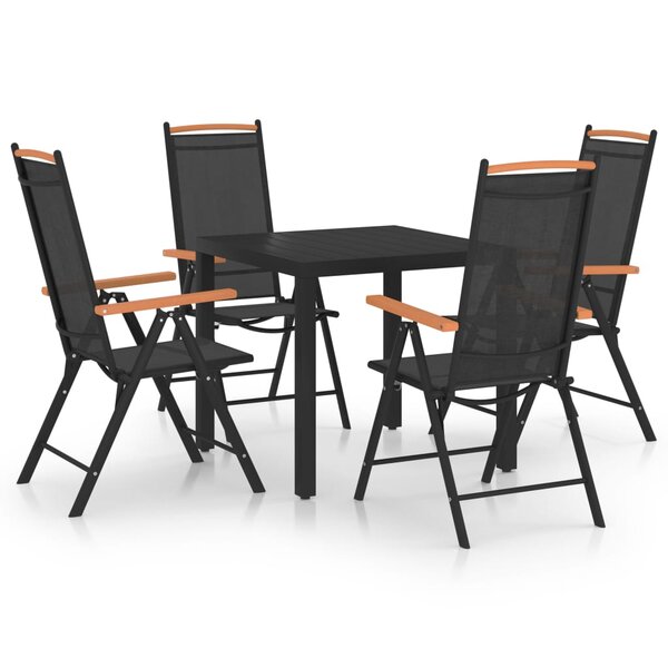 vidaXL Ensemble à manger de jardin 5 Pièces aluminium noir
