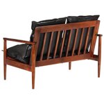 vidaXL Canapé 2 places noir cuir véritable et bois d'acacia solide