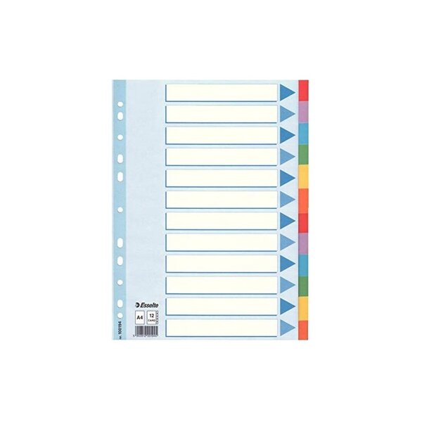 Esselte Intercalaires en carton, uni, A4, 12 touches