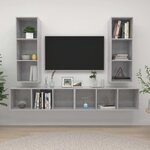 vidaXL Meubles TV muraux 4 Pièces Gris béton Aggloméré