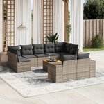 vidaXL Salon de jardin avec coussins 10 Pièces gris résine tressée