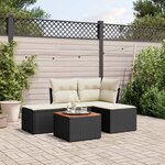 vidaXL Salon de jardin 5 Pièces avec coussins noir résine tressée