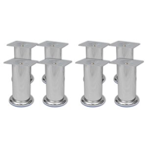 vidaXL Pieds ronds de canapé 8 Pièces Chrome 120 mm