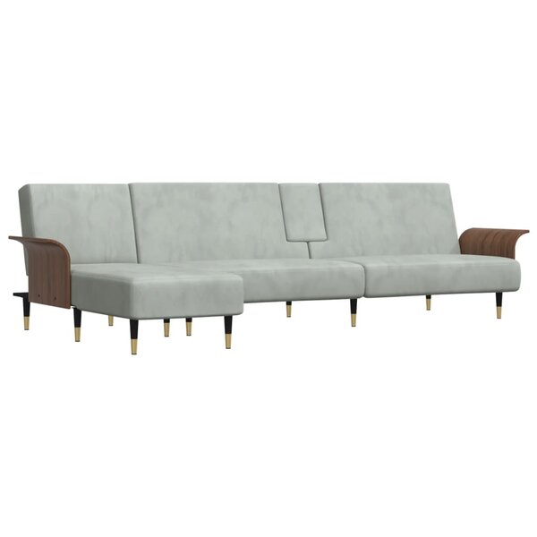 vidaXL Canapé-lit en forme de L gris clair 279x140x70 cm velours