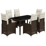 vidaXL Ensemble de bistro de jardin 7 Pièces coussins marron poly rotin