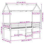 vidaXL Lit haut avec toit blanc 90x200 cm bois de pin massif
