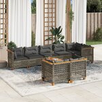vidaXL Salon de jardin 9 Pièces avec coussins gris résine tressée