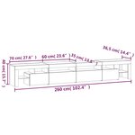 vidaXL Meuble TV avec lumières LED Chêne sonoma 260x36 5x40 cm