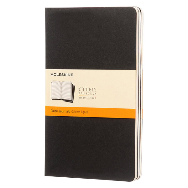 Set de 3 cahiers moleskine noir 13 x 21 cm ivoire ligné 80 pages