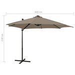 vidaXL Parasol déporté avec mât et lumières LED Taupe 300 cm