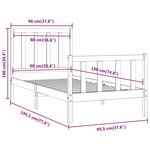 vidaXL Cadre de lit bois massif 90x190 cm simple
