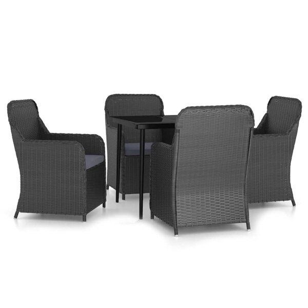 vidaXL Ensemble à manger de jardin avec coussins 5 Pièces Noir