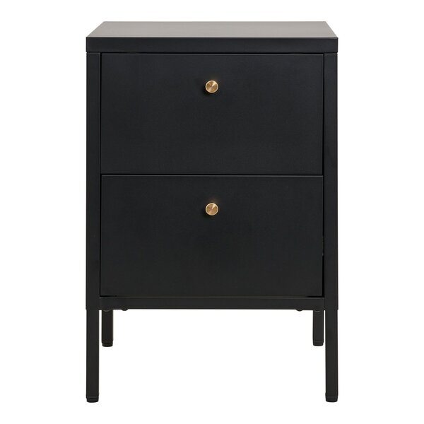Commode 2 tiroirs acier noir 40 x 40 x 595 cm