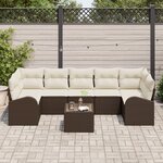 Ensemble de Canapé de Jardin vidaXL 8 pièces avec Coussins Marron Poly Rotin