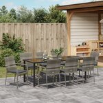 vidaXL Ensemble de jardin de 9 pièces avec coussins gris en poly rattan