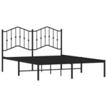 vidaXL Cadre de lit métal avec tête de lit noir 135x190 cm