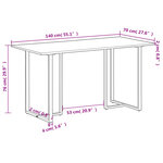 vidaXL Table de salle à manger 140 cm Bois de manguier brut