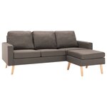 vidaXL Canapé à 3 places avec repose-pied Taupe Tissu