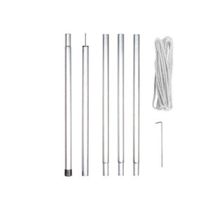 Perel Kit de fixation avec mât  corde et piquets  métal  diamètre 25 mm  hauteur 250 cm