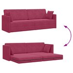 vidaXL Lit-Canapé au Sol 2-en-1 Rouge Vin 213x144x60 cm Velours