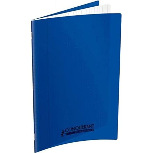 Cahier conquérant polypro agrafé 24x32 cm 140P 90G grands carreaux bleu CONQUÉRANT
