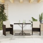 vidaXL Ensemble de bistro 3 Pièces avec coussins marron résine tressée